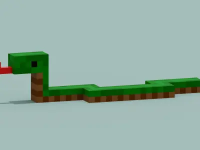 Voxel Snake  Low-poly 3D model