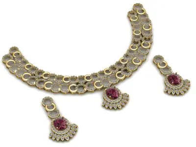 Luxury Wedding Earrings and Necklace 3d Printable Model 3D print model