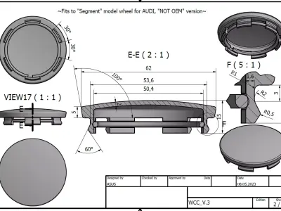 Audi Wheel Cap 3D print model