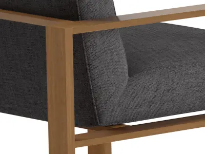 Grey Fabric Armchair 3D model