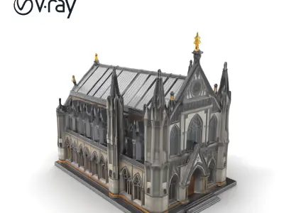 Gothic Cathedral Architecture model pack Low-poly 3D model