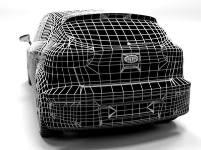 KIA RIO 3DOOR 2012 LOWPOLY  Low-poly 3D model