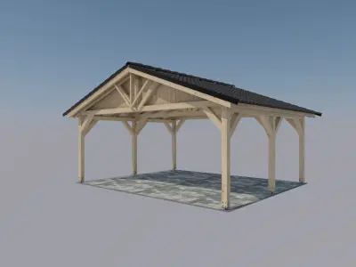 5x6 carport red tile 3D model