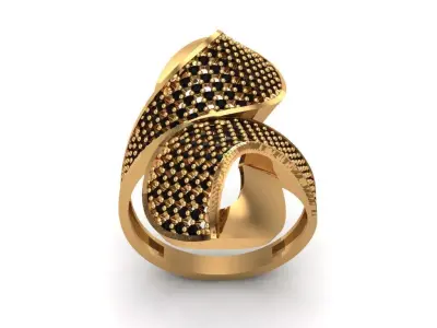 Jewelry gold ring with diamonds 3D print model