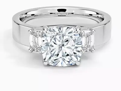 Three stone diamond ring 02 3D print model