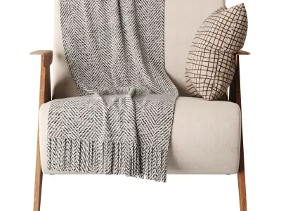 Nordic Ash Wood Arm Chair 3D model