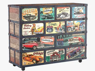 Chest of Drawers Retro Car 3D model