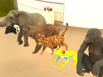 animal group forest 3D model