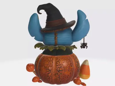 Stitch Halloween Pumpkin Witch 3D print model