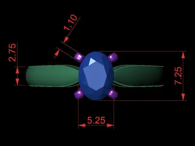 Oval 0-75-CT Quarter Round Profile Shank Width 2-40mm 3D print model