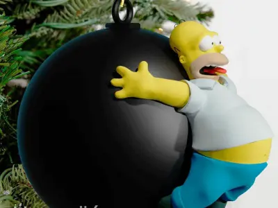 HOMER SIMPSON ON A HOLLOW THREADED BALL - CHRISTMAS DECORATION 3D print model