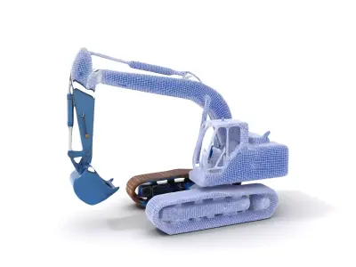 Steel Blue Excavator model pack Low-poly 3D model