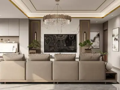 Chinese light luxury restaurant 3D model