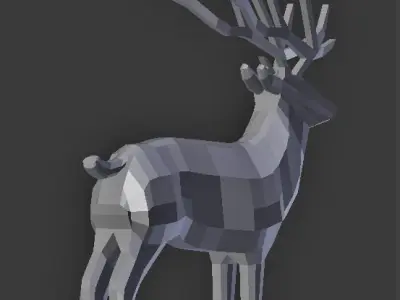 Deer Low-poly 3d Model golden Low-poly 3D model
