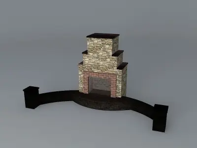 Fireplace with seat wall Free 3D model