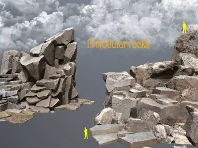Egyptian rocks Set Low-poly 3D model