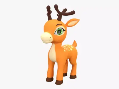 Cartoon Deer Low-poly 3D model