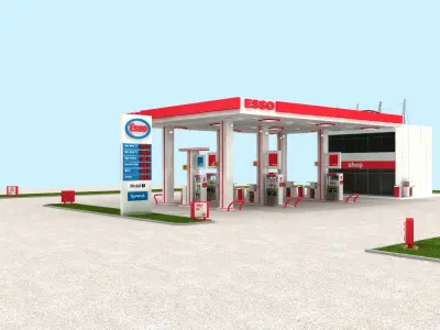 Esso American Gas Station 3D model