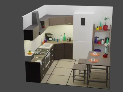 Kitchen Room 5 Low-poly 3D model
