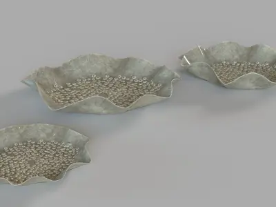 Tidepool Bowls Set Of 3 Grey 3D model