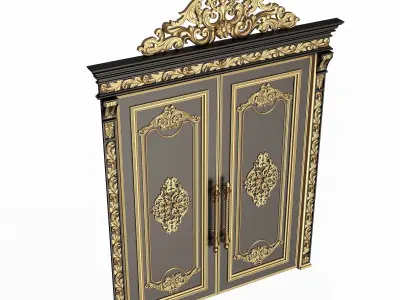 Carved Door Classic 01401 Black Low-poly 3D model