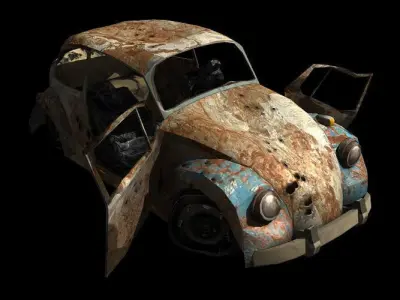 Vehicle Junkyard Low-poly 3D model