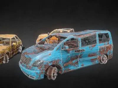 Abandoned Post-Apocalyptic Vehicle Pack Low-poly 3D model