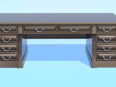 Wooden library table 3D model