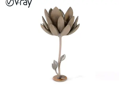 Stylized Metal Flower Sculpture Model Pack Low-poly 3D model