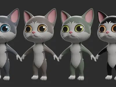 Cat Cartoon  Low-poly 3D model buy