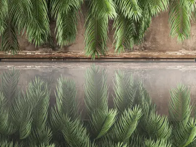 Palm bushes in a pot for the interior 952 3D model