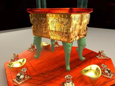 Chinese bronze  incense burner 3D model