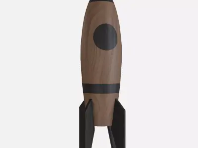 Wood rocket Low-poly 3D model