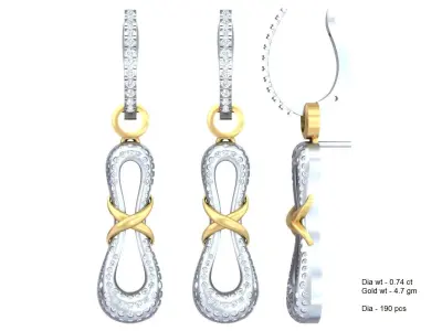 Earrings Collection dil jagji diamond pendant gold 3D print model