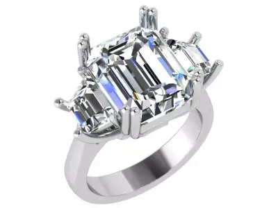 3 Stone Emerald Ring 4521 3D print model