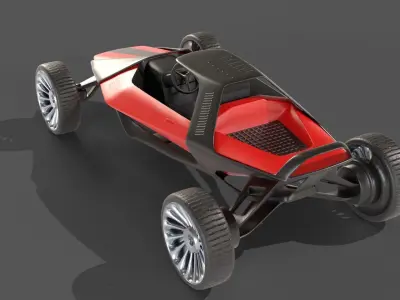 Scifi futuristic racer buggy Low-poly 3D model