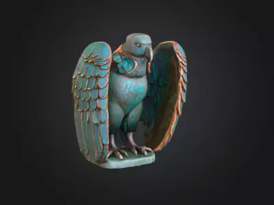 Ancient Falcon Statue Low-poly 3D model