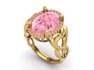 Womens Rings With Stone Ring Ready STL 3DM Models Rings women 3D print model 35