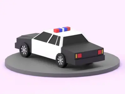 Lowpoly Car police Low-poly 3D model