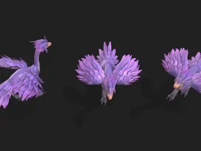 Ostrich complete animation Low-poly 3D model