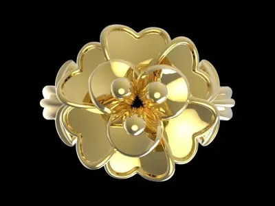 Artistic 3D Floral Flower Ring Women Jewelry  622 3D print model