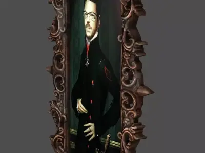 French Old Photo Frame Low-Poly 3D Model Low-poly 3D model