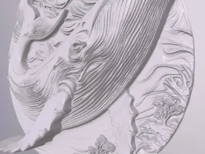 Blue Whale 3 basrelief for 3D printing 3D print model