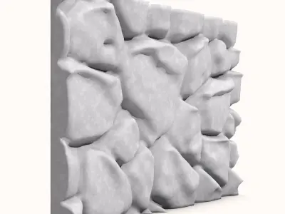 Dark Rubble Stone Wall Detail 3D model