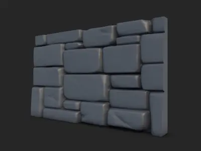 Mossy Stone Wall Detail Mesh 3D model