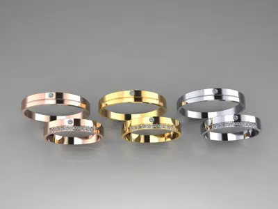 Simple Diamond Wedding Ring 3D print model  3D print model