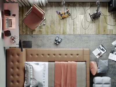 Modern  Bedroom interior scene 3d model - Corona renderer - C4D 3D model