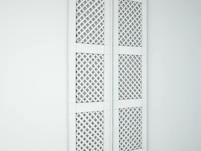 Vintage Teak Lattice Screen Door 3D model