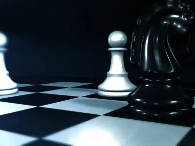 Chess Set pieces on board 3D model