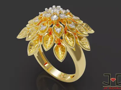 0221 - Flower Ladies Ring - JCADHub 3D print model